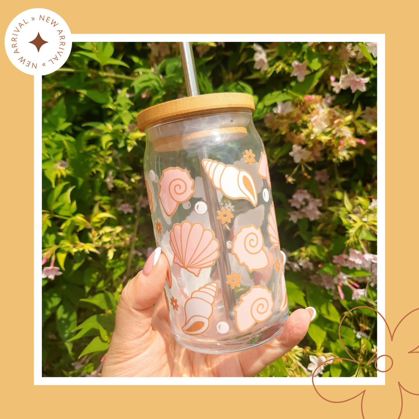 ๐๐ Mermaid Seashells: 16oz Glass Cup