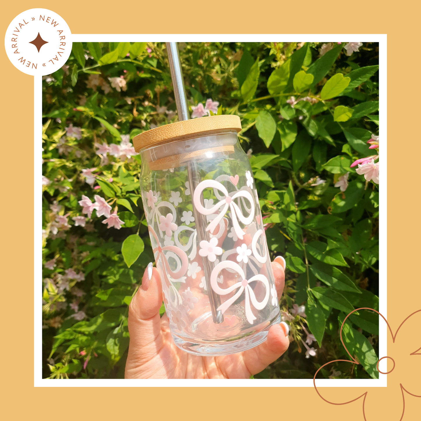 πΈπ Coquette Bow: 16oz Glass Cup