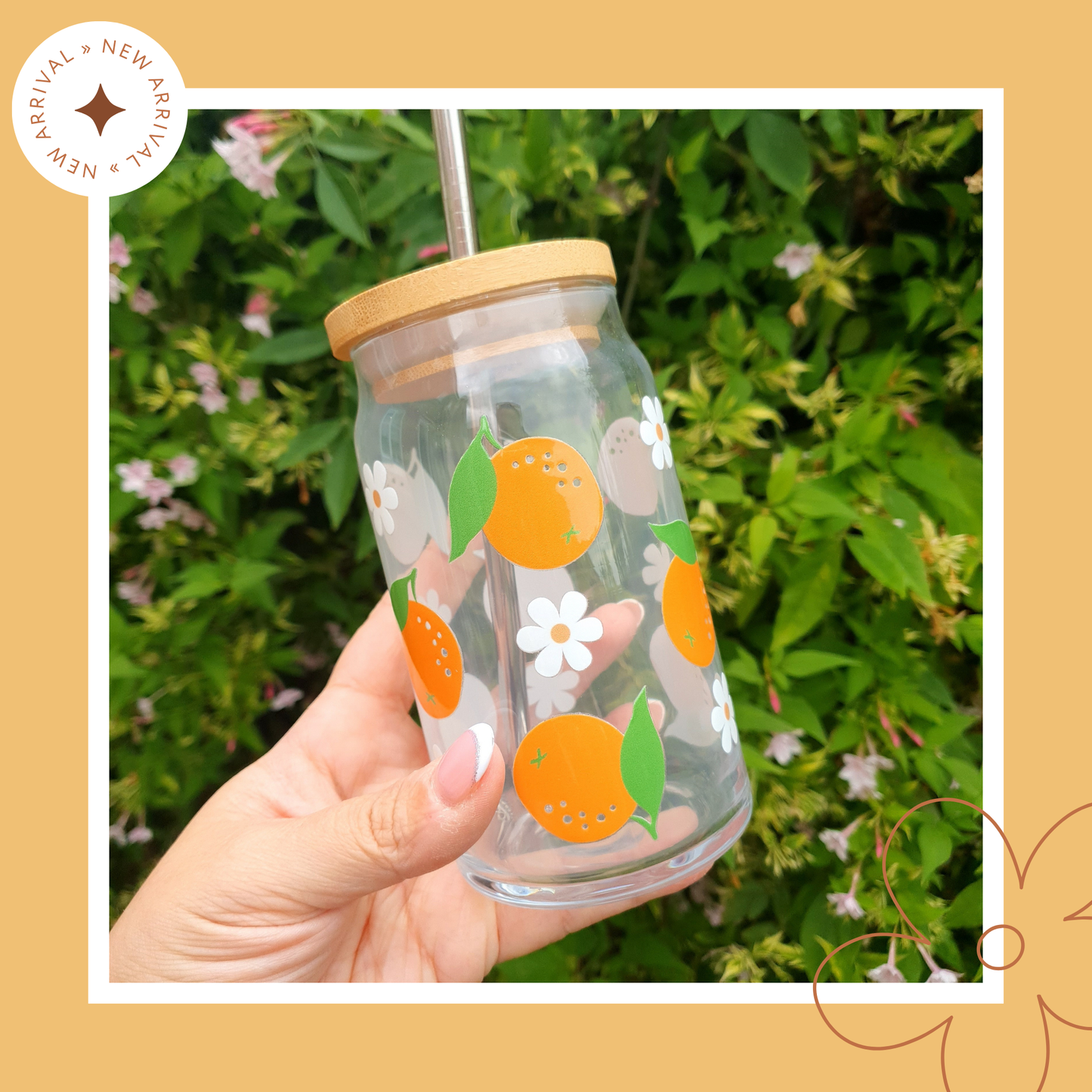 🍊🌼 Oranges: 16oz Glass Cup