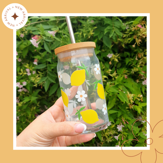 🍋🌼 Lemons: 16oz Libbey Style Glass Cup