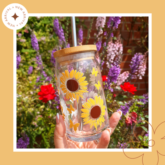 🌻☀️ Sunflowers: 16oz Libbey Style Glass Cup
