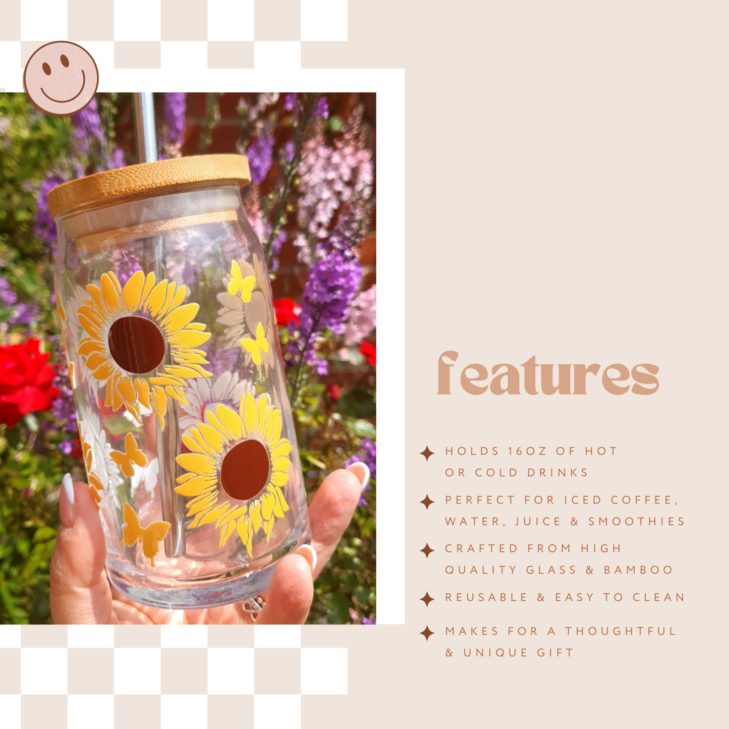 🌻☀️ Sunflowers: 16oz Libbey Style Glass Cup
