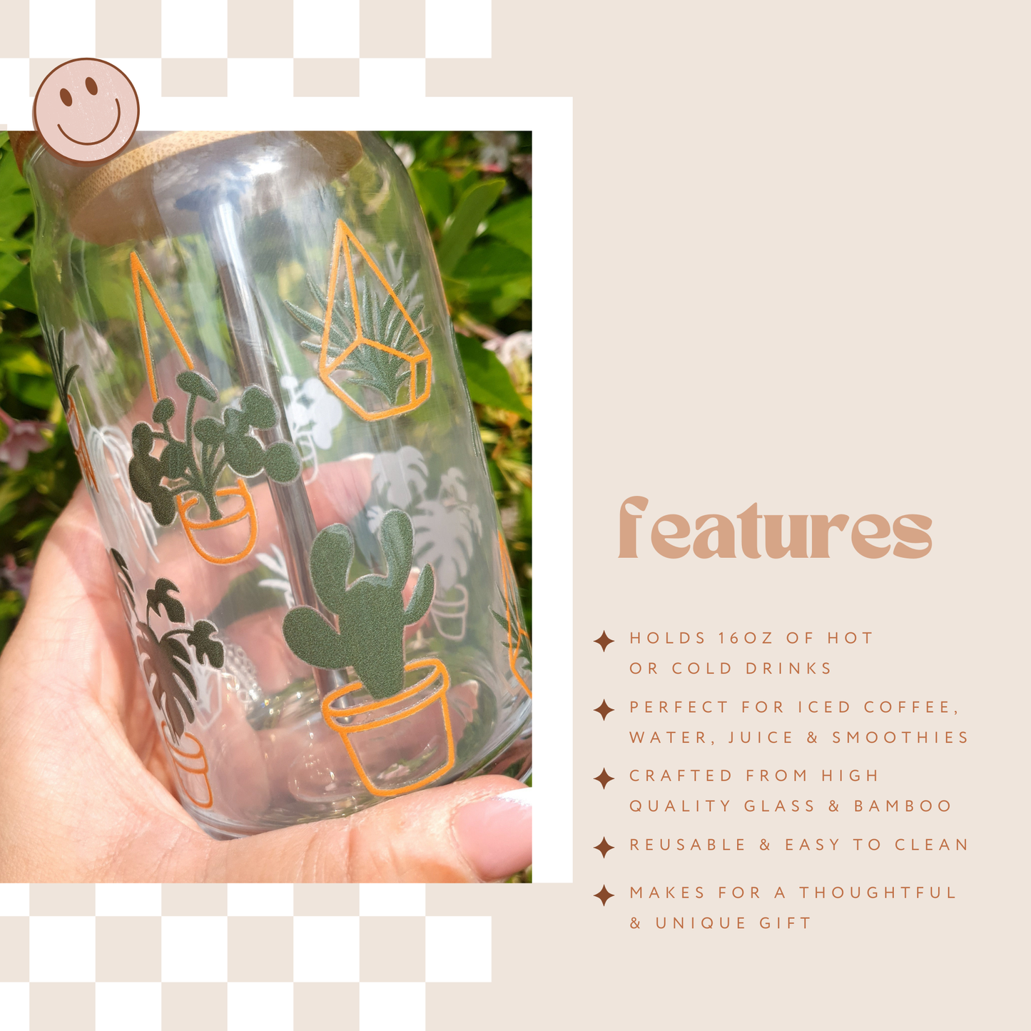 🌿🌼 :Plant Lover: 16oz Glass Cup