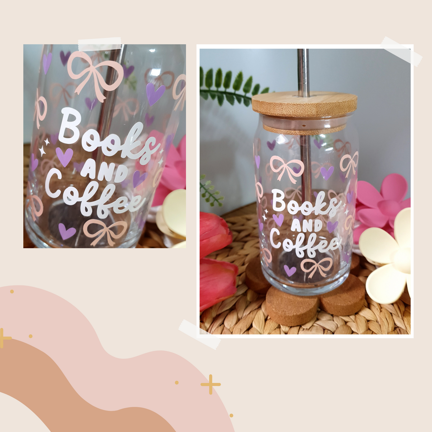 📚☕ Books & Coffee: 16oz Glass Cup