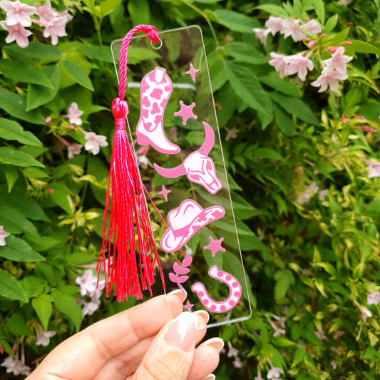 🎀🐄📚 "Cowgirl" Bookmark in Pink